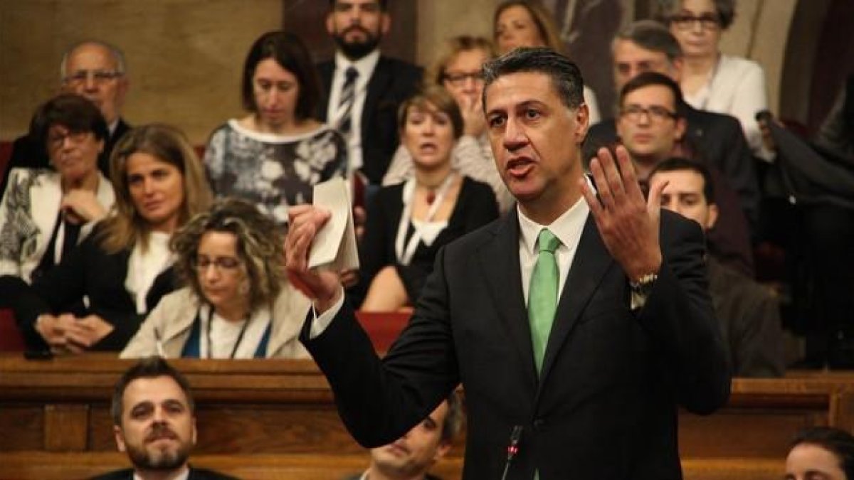 Xavier Garcia Albiol en la segunda sesión del debate de investidura en el Parlament.-