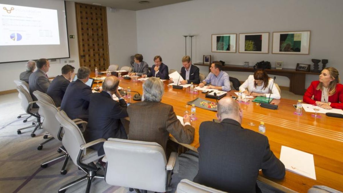 Un momento de la reunión del consorcio de Villalonquéjar, ayer, en la Casa del Cordón.-ISRAEL L. MURILLO