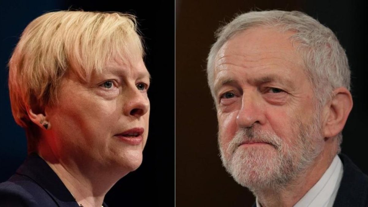 Combinación de imágenes de Angela Eagle (izq) y Jeremy Corbyn.-AFP / LEON NEAL