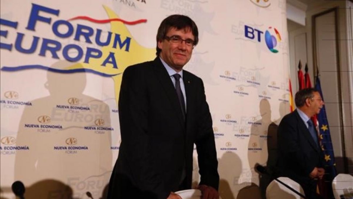 Carles Puigdemont, este viernes en Madrid.-DAVID CASTRO
