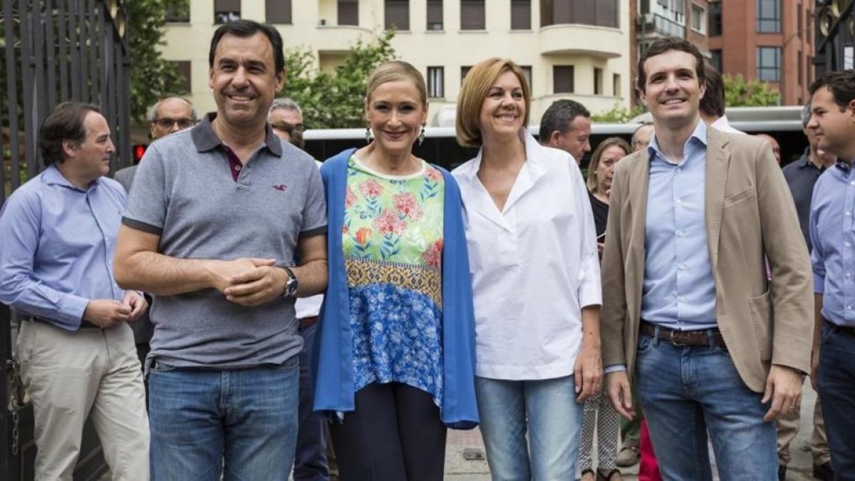 Millo, Cifuentes, Cospedal y Casado, este domingo en Madrid.-EFE / SANTI DONAIRE