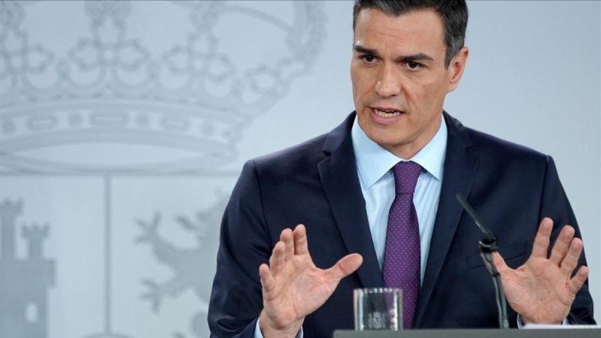 El presidente del Gobierno, Pedro Sánchez, en su comparecencia de balance del año.-JOSÉ LUIS ROCA