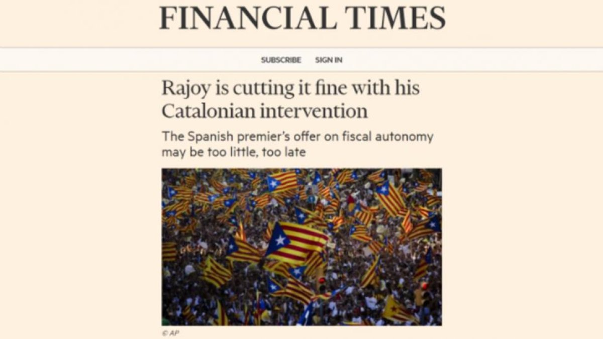 Imagen del artículo de David Gardner publicado en el 'Financial Times'.-