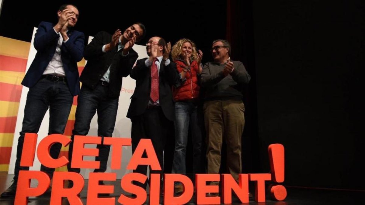 Mitin de Iceta (PSC) y Sánchez en Lleida.-PERIODICO (RAMON GABRIEL)