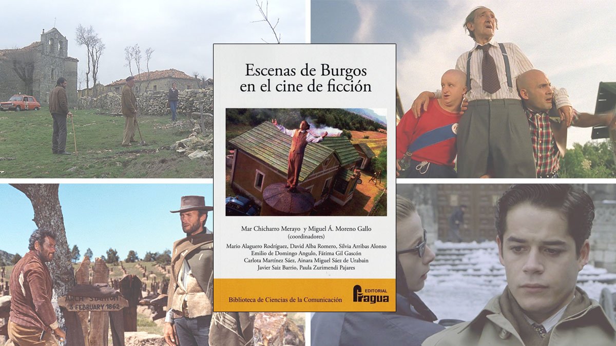 Portada del libro 'Escenas de Burgos en el cine de ficción' sobre planos de algunas películas rodadas en la provincia. ECB