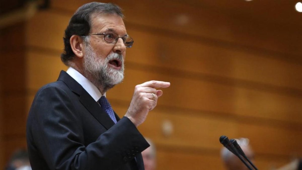 El presidente el Gobierno, Mariano Rajoy, durante el debate del Senado sobre el 155-JUAN MANUEL PRATS