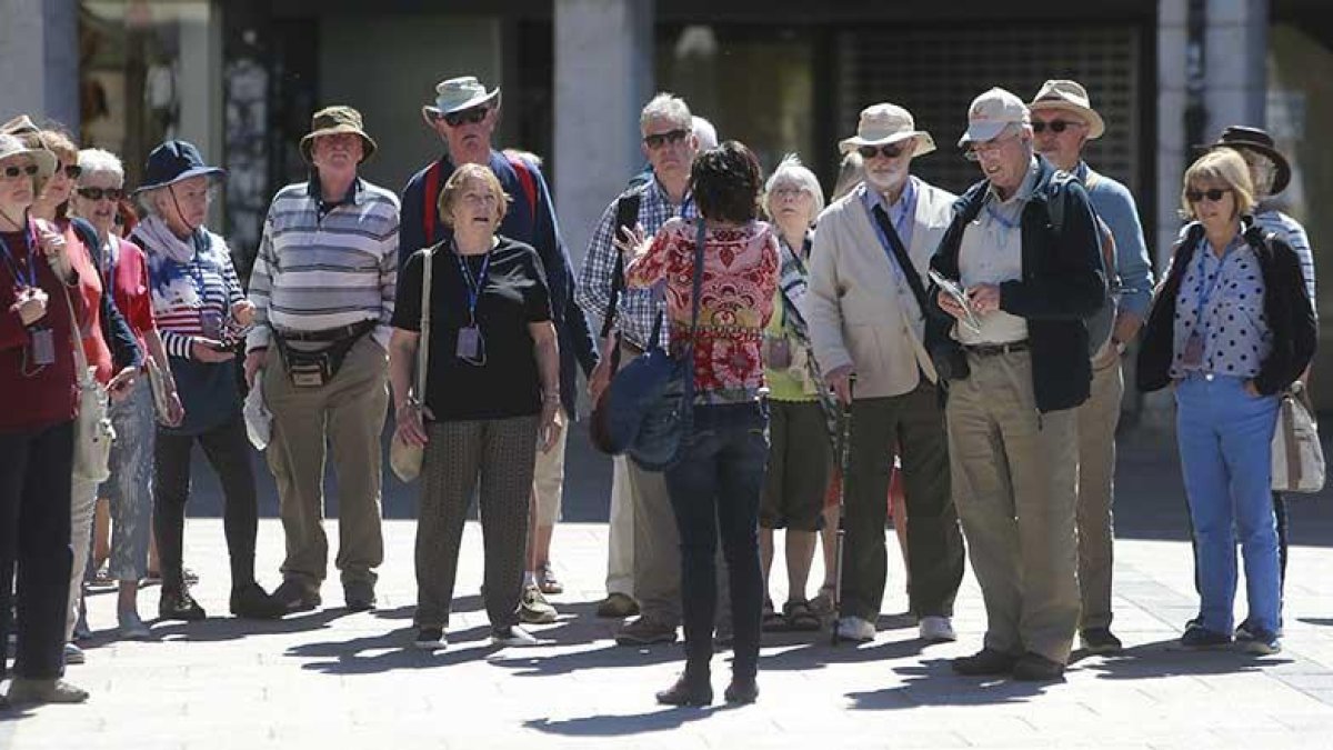 Una guía turísitica ofrece una explicación a un grupo de turistas.-ISRAEL L. MURILLO