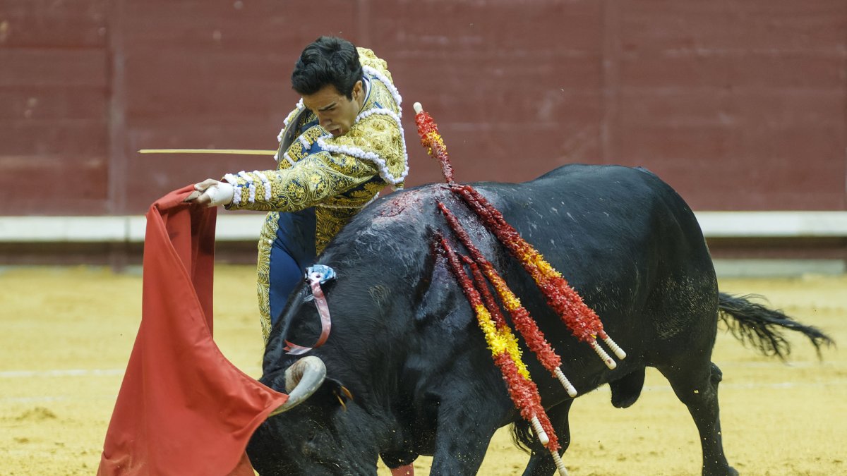 La faena de mayor entidad de la tarde la cuajó Tomás Rufo frente al sexto toro de la función. SANTI OTERO