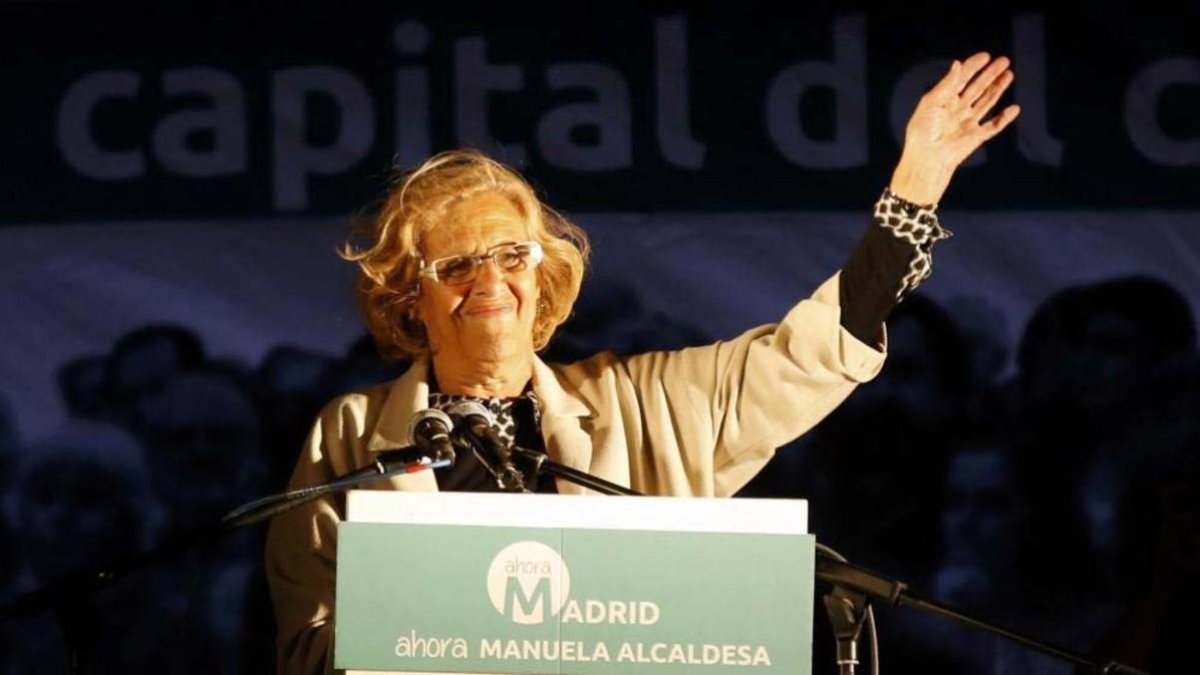 Manuela Carmena, durante la noche electoral de las elecciones municipales de 2015.-EFE