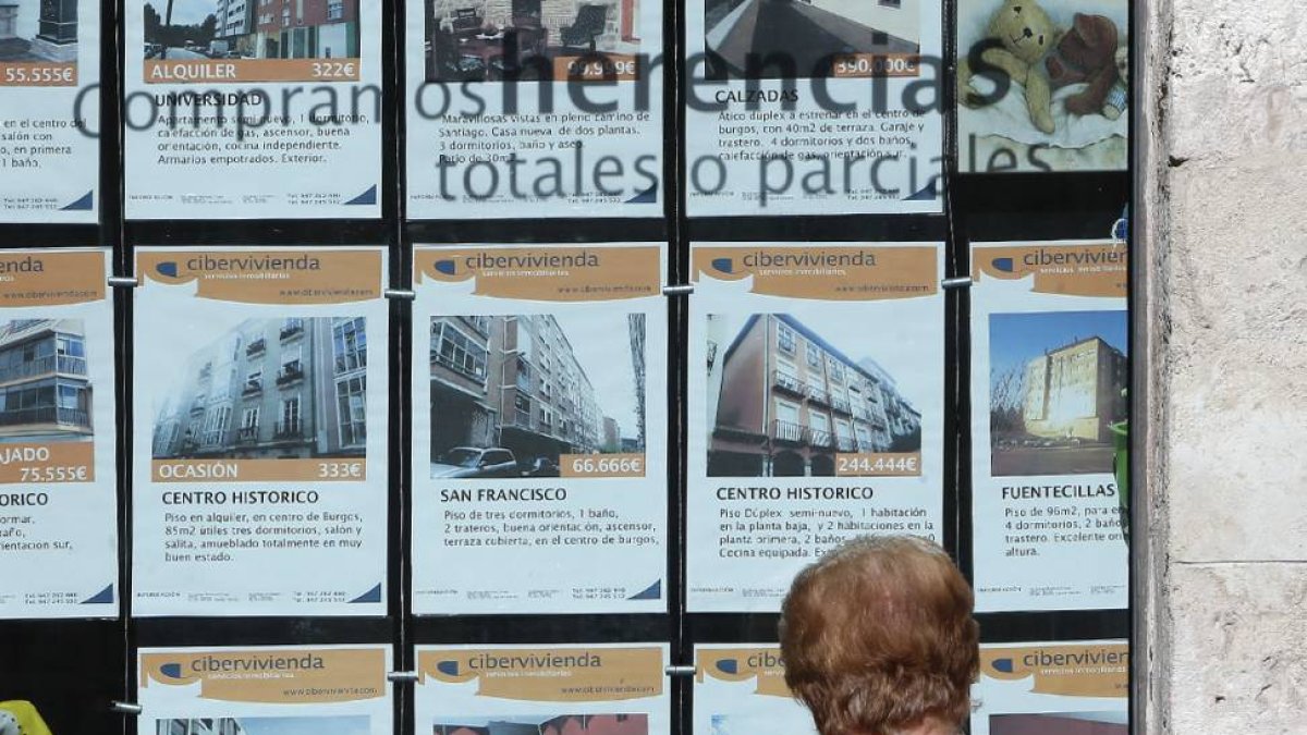 na mujer mira las ofertas de una inmobiliaria.-RAUL G. OCHOA