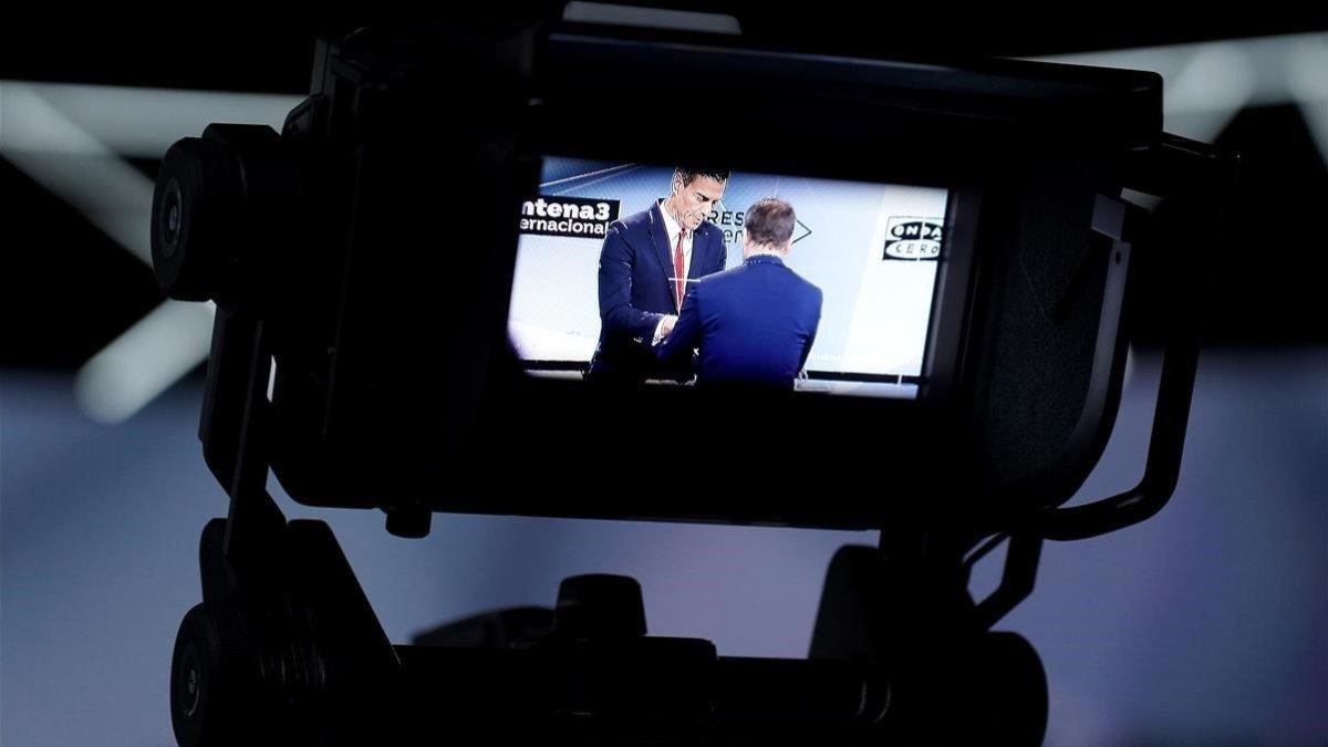 Pedro Sánchez, antes del debate electoral de Atresmedia-JOSÉ LUIS ROCA