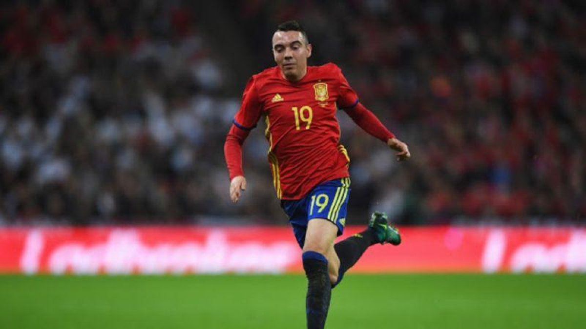 Iago Aspas, con la camiseta de la selección.-GUETTY