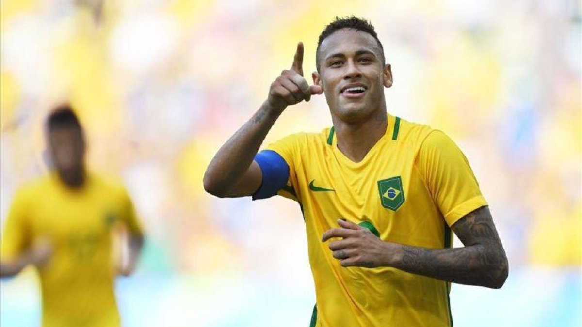 Neymar celebra su segundo gol en la semifinal contra Honduras.-MARTIN BERNETTI / AFP