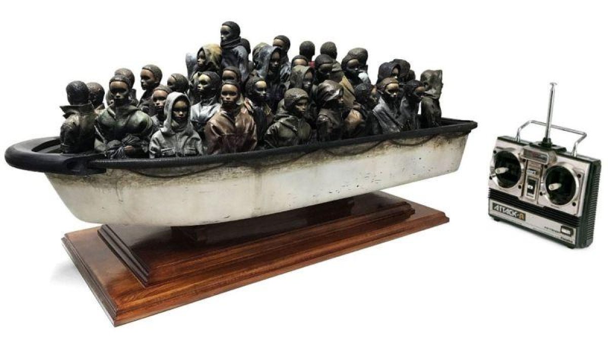 La obra de Banksy que se puede ganar si se acerta su peso.-BANKSY