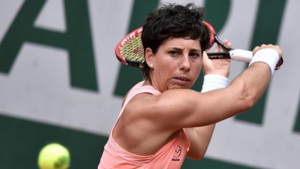 Carla Suárez, durante su encuentro de segunda ronda en Roland Garros-AFP / PHILIPPE LOPEZ