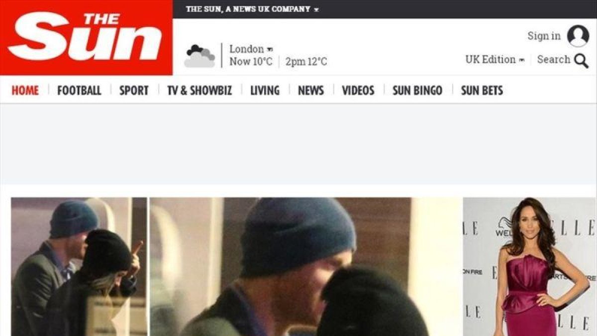 El príncipe Enrique y la actriz Meghan Markle, en las imágenes del miércoles publicadas por 'The Sun'.-