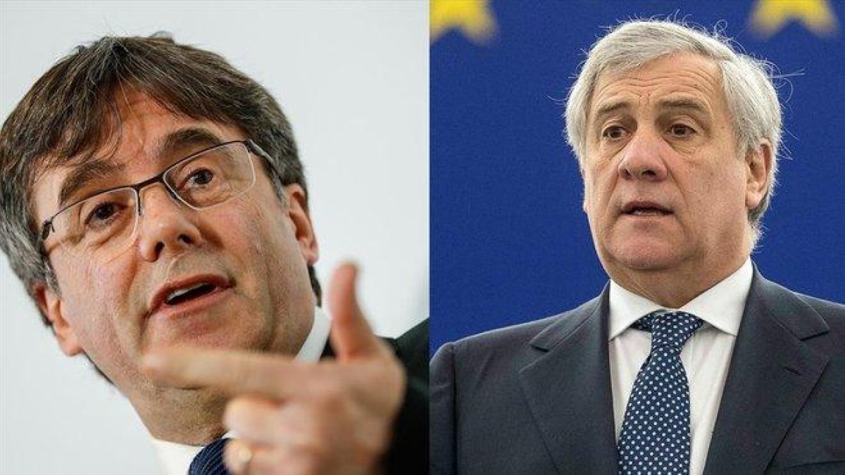 Carles Puigdemont y Antonio Tajani-