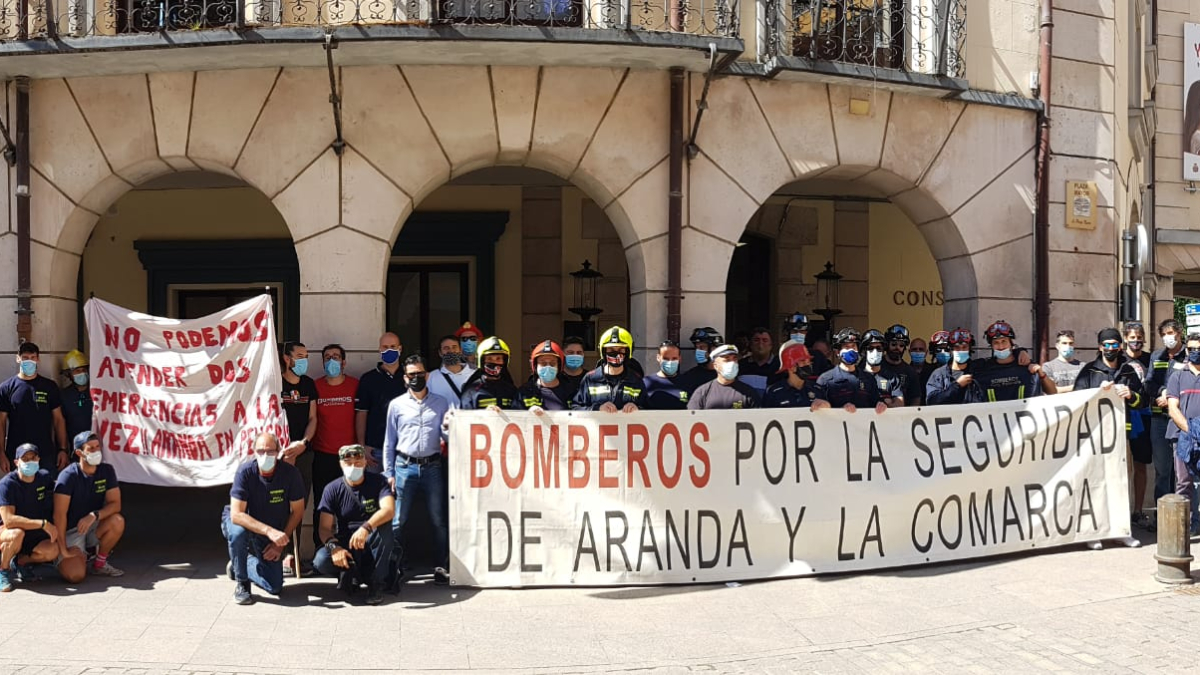 Imagen de la protesta de los Bomberos. L. V.
