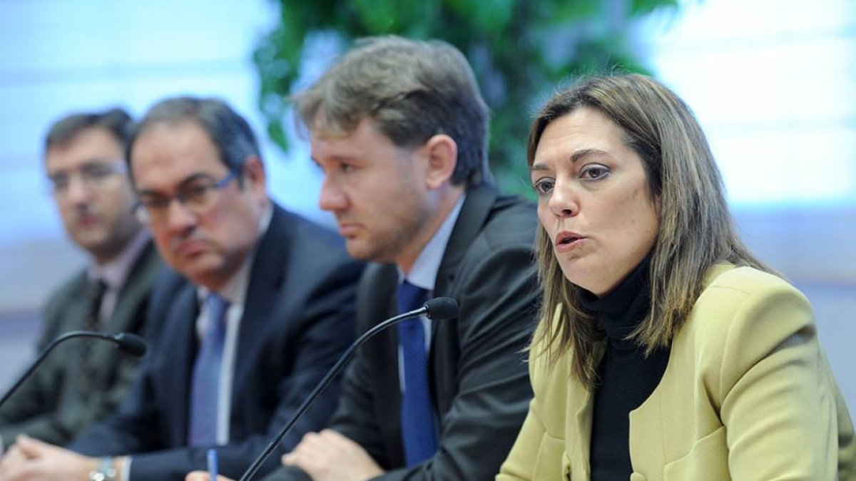 La consejera de Familia, Milagros Marcos, en la presentación del servicio en diciembre de 2012 en Burgos.-ISRAEL L. MURILLO