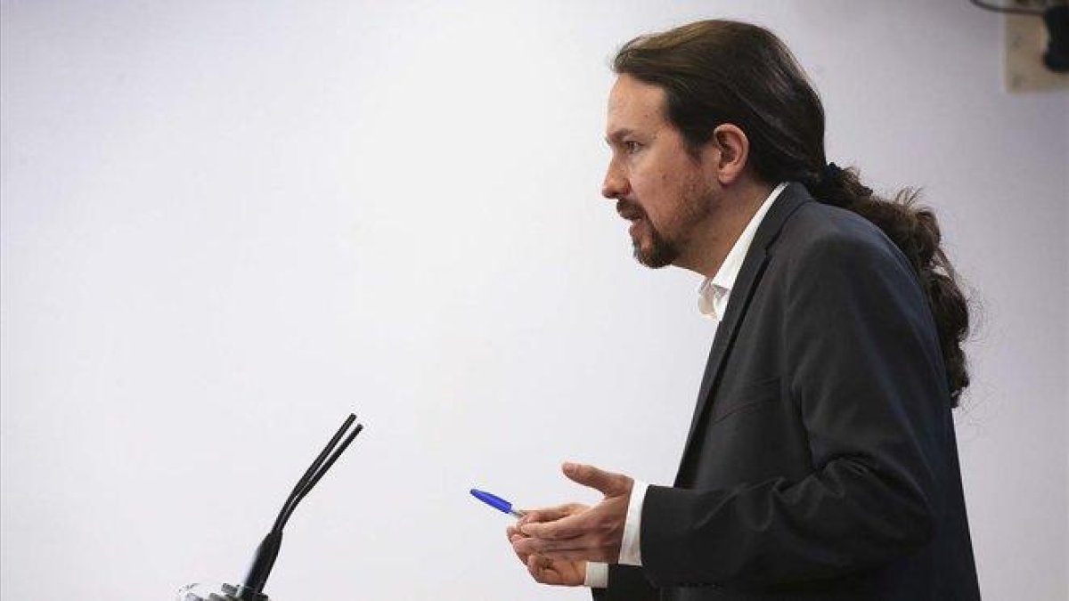 Pablo Iglesias, tras su reunión con el Rey.-DAVID CASTRO