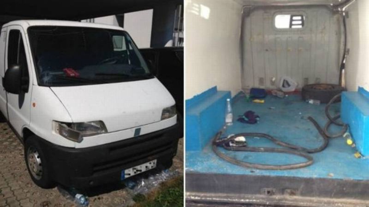 Imágenes tomadas por la policía austríaca de la camioneta donde se encontraron a 26 inmigrantes, entre ellos, tres niños en estado grave.-