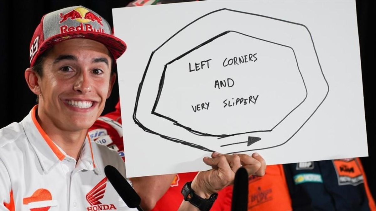 El pícaro Marc Márquez (Honda) ha mostrado hoy, en Spielberg (Austria), su circuito ideal: todas las curvas de izquierdad y resbaladizo. /-ALEJANDRO CERESUELA