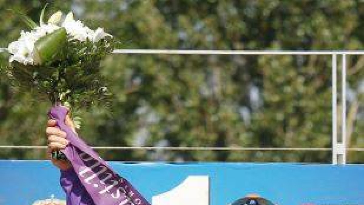 Carlos Barbero con el maillot morado que conquistó en Clunia.-