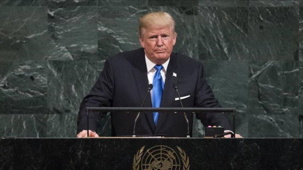 El presidente de EEUU, Donald Trump, se dirige a la Asamblea General de la ONU.-AFP / DREW ANGERER