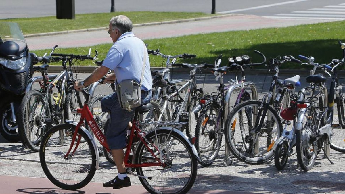 Un ciclista circula por el carril bici.-ISRAEL L. MURILLO