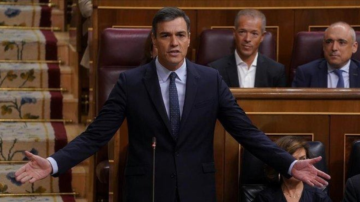 Pedro Sánchez, este miércoles en el Congreso de los Diputados.-JOSÉ LUIS ROCA