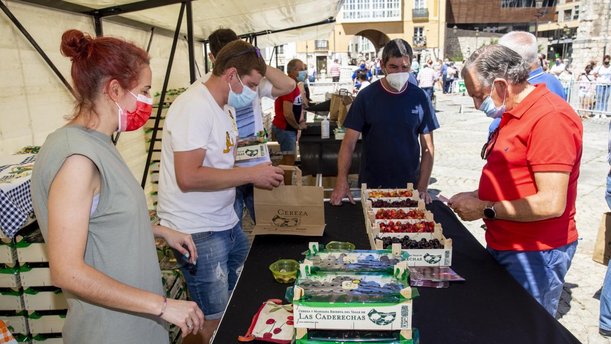 La plaza de San Juan acogió el mercado de la cereza y una demostración gastronómica. SANTI OTERO
