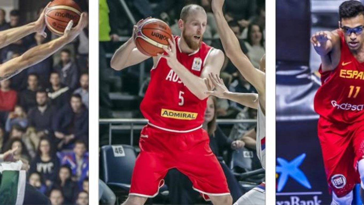 Gailius, Schreiner y Saiz, en acción durante sus compromisos internacionales de este fin de semana.-FIBA