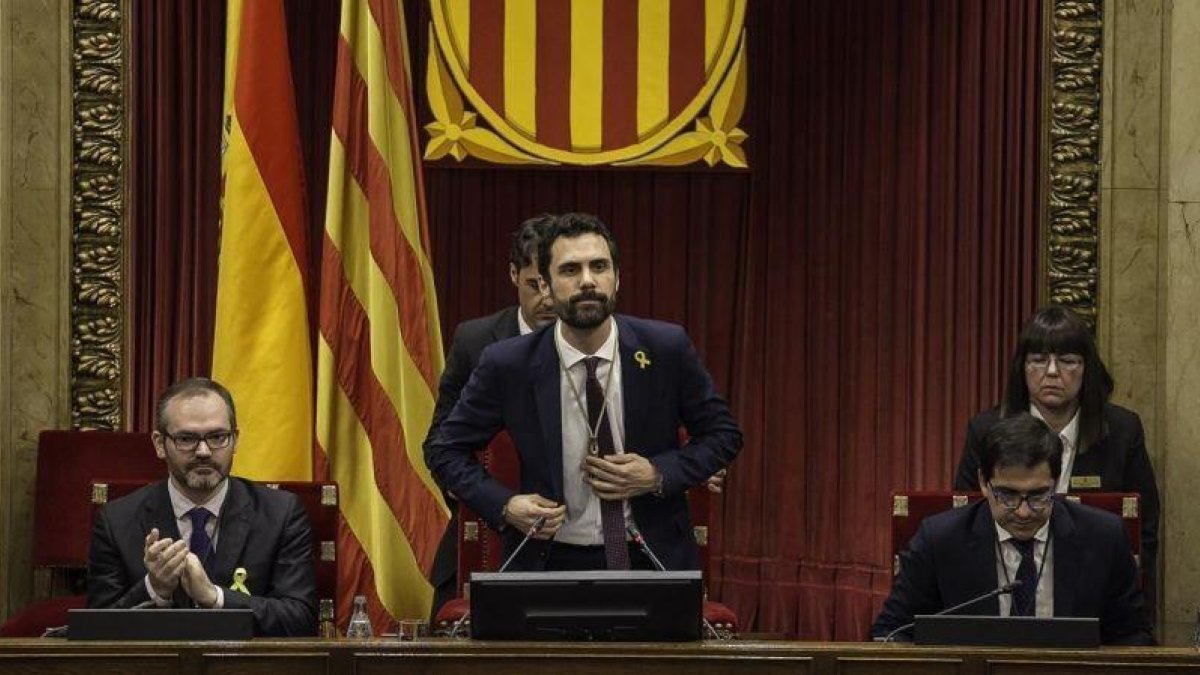 Roger Torrent, durante la sesión constitutiva del Parlament, el pasado 17 de enero.-JOAN CORTADELLAS