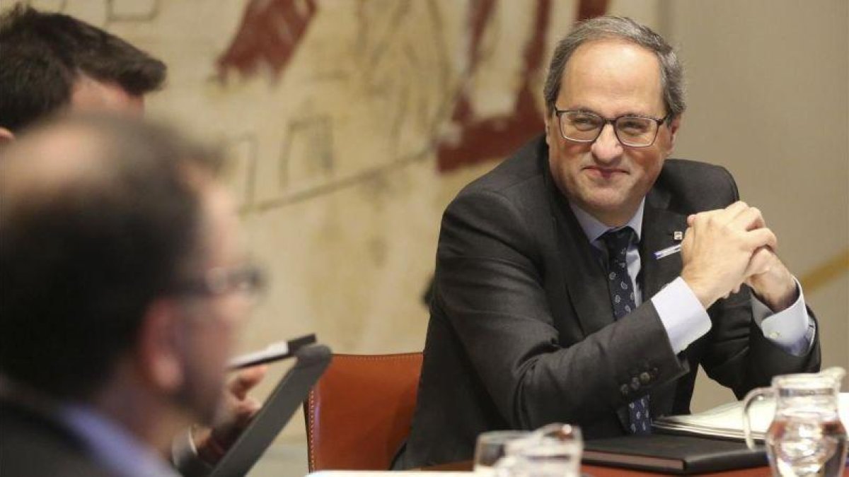 El president Quim Torra, en la reunión del Consell Executiu de este martes.-DANNY CAMINAL