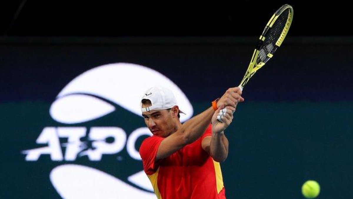 Rafael Nadal, en pleno entrenamiento.-EUROPA PRESS