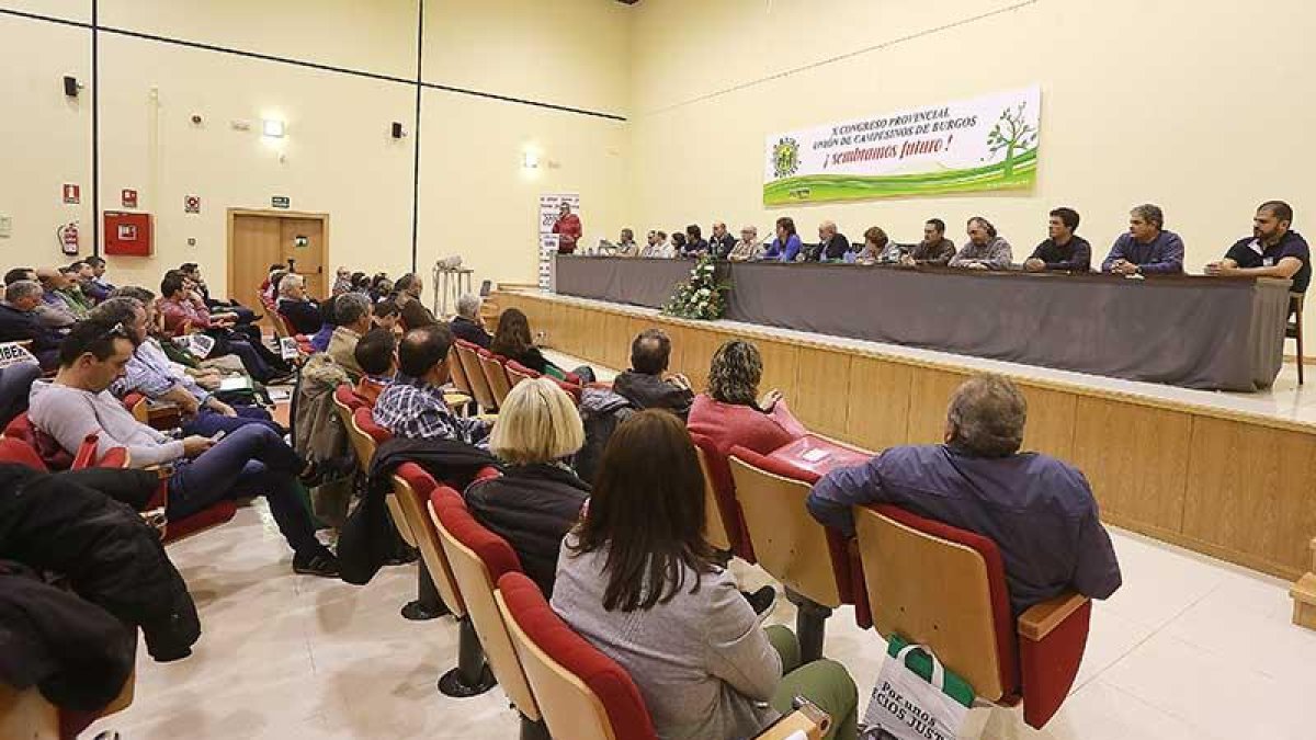 Presentación de la nueva ejecutiva, ayer, durante el décimo Congreso Provincial de la Unión de Campesinos de Castilla y León (UCCL).-RAÚL G. OCHOA