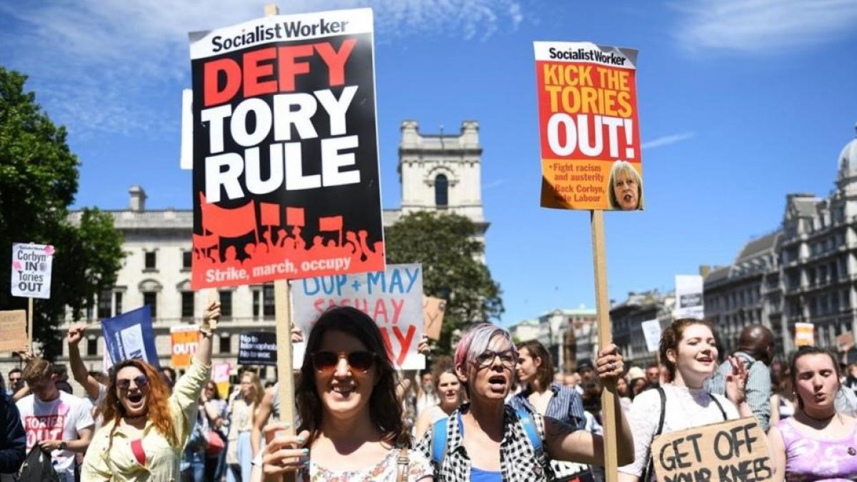 Manifestación contra el Gobierno de Theresa May en Londres.-ANDY RAIN
