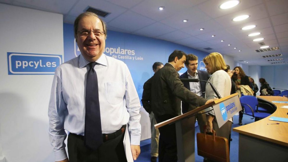 El presidente regional del partido, Juan Vicente Herrera, al término de la reunión del Comité Ejecutivo del PP de Castilla y León-Ical