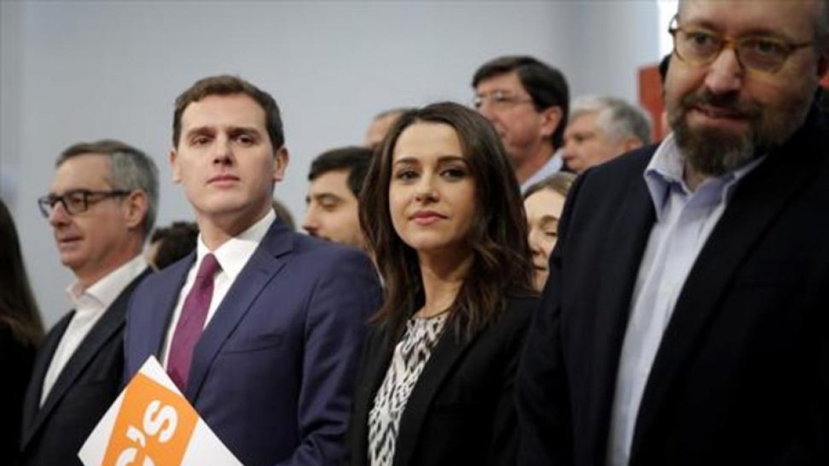 Villegas, Rivera, Arrimadas y Girauta, durante la presentación de la nueva ejecutiva.-JOSÉ LUIS ROCA