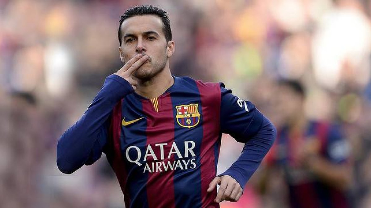 Pedro celebra un gol, en un partido del Barça la pasada temporada.-AFP / JOSEP LAGO