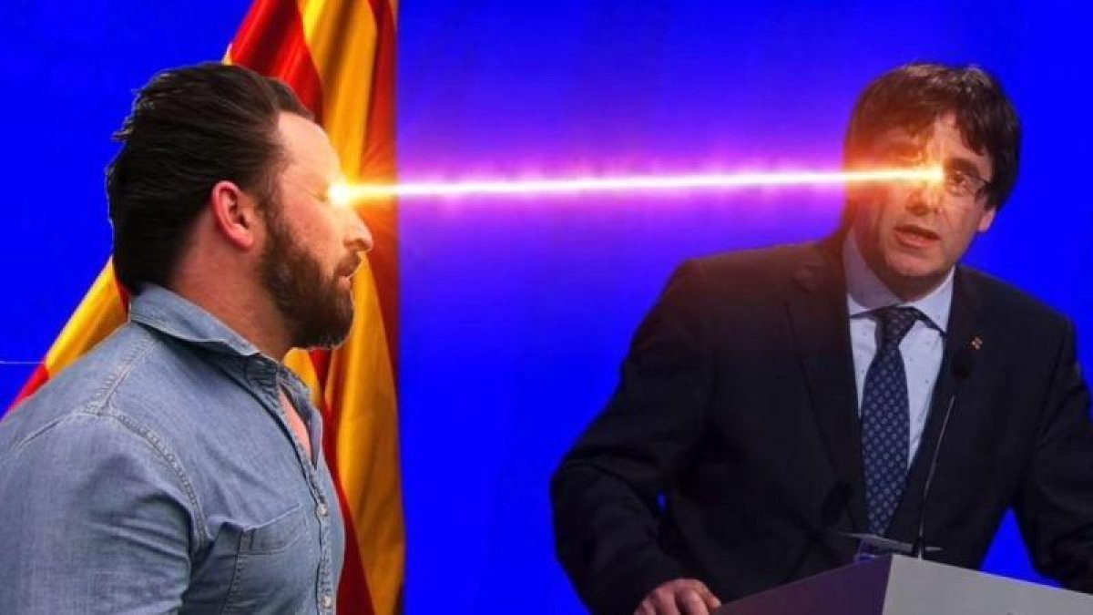 Abascal españolizando a Puigdemont en el videoclip de la canción sobre Vox.-YOUTUBE