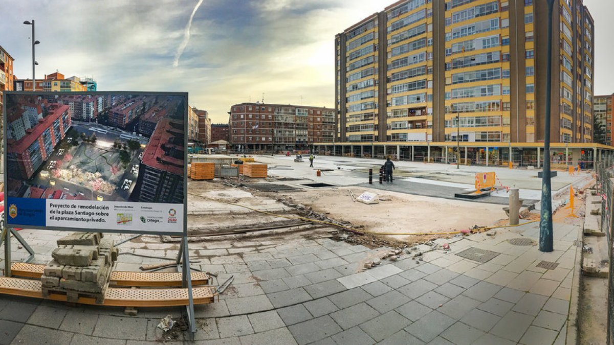 Obras de la Plaza Santiago en Gamonal. ECB