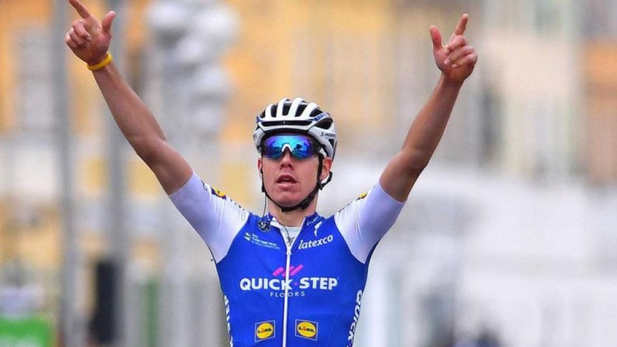 David de la Cruz, en el momento de ganar la etapa en San Sebastián.-QUICK STEEP