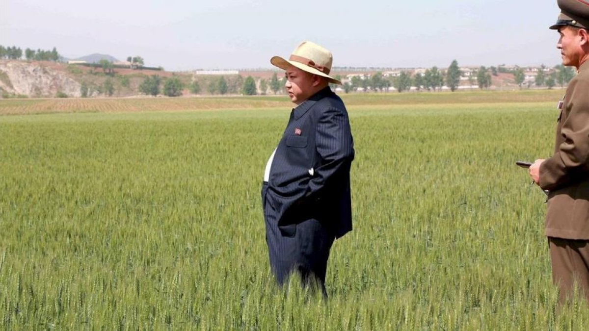 Kim Jong-un visita una granja custodiada por el Ejército norcoreano, en una imagen difundida por la agencia oficial norcoreana KCNA.-REUTERS / KCNA