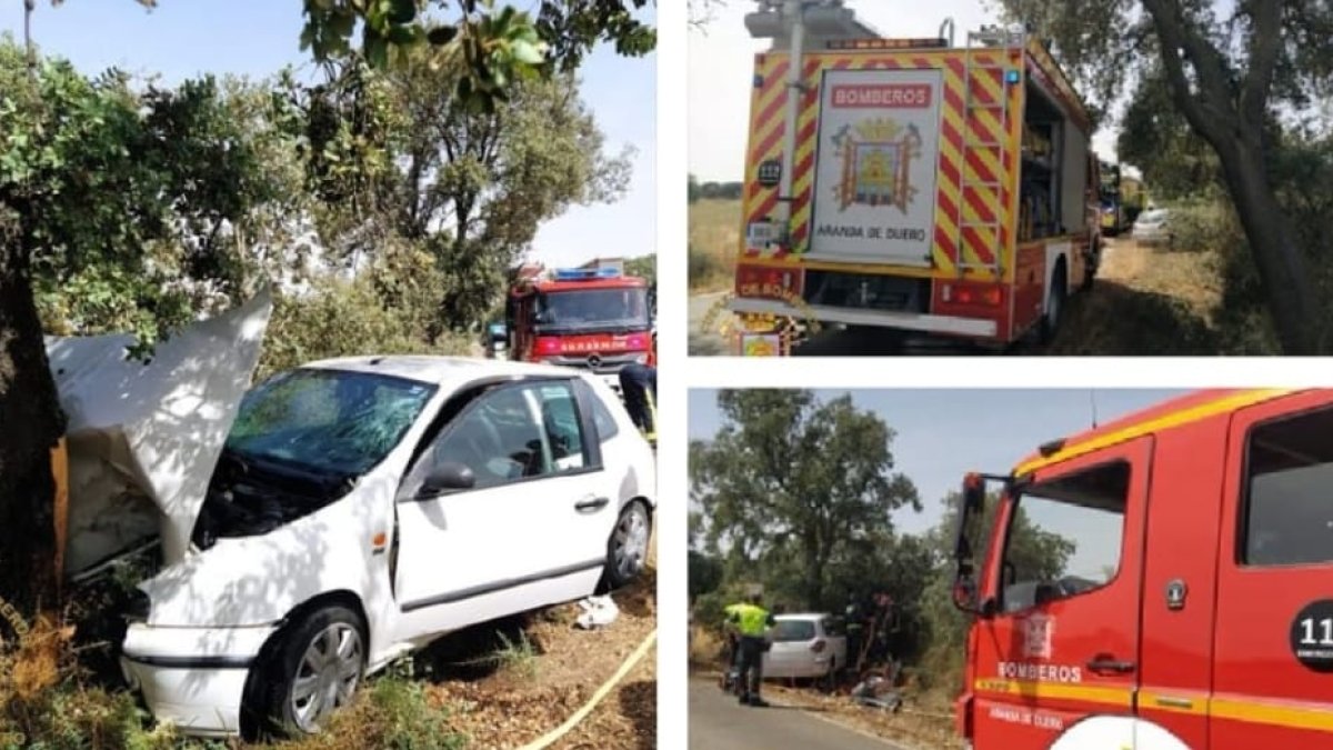 Imágenes del accidente producido esta mañana entre Roa y Fuentecén