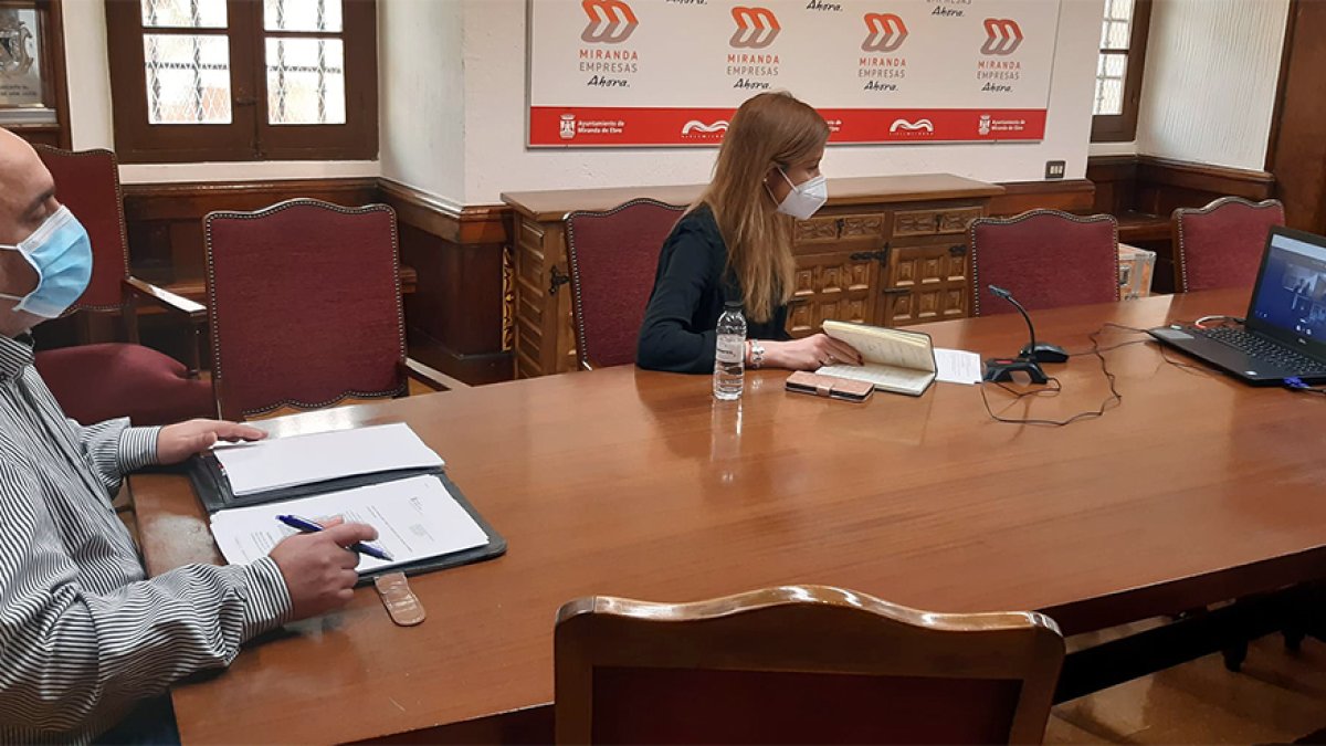 Imagen de la reunión telemática entre el Ayuntamiento de Miranda y la Junta. ECB