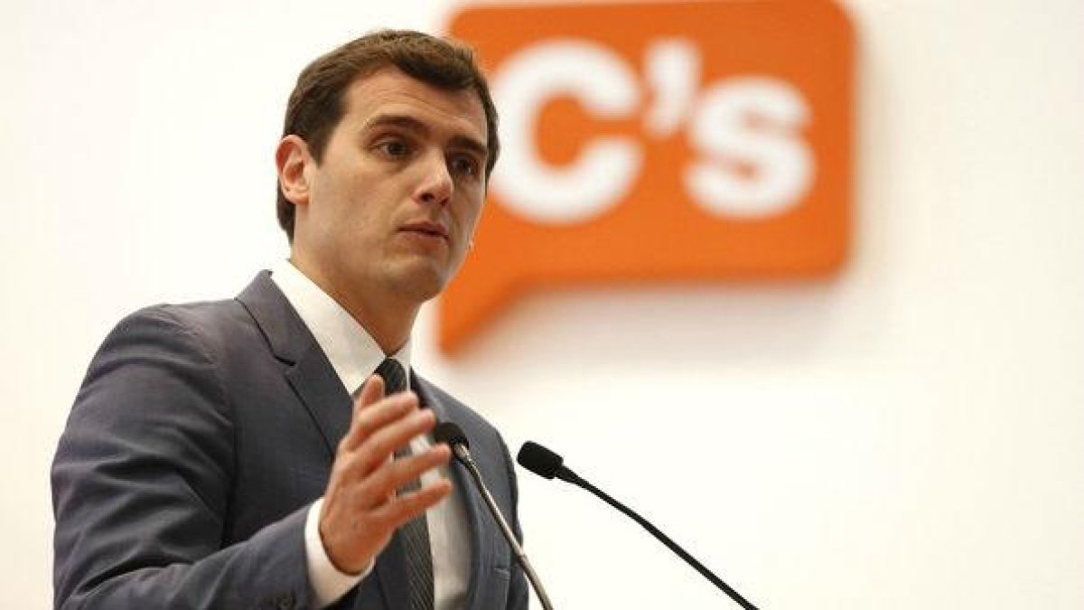 Rueda de prensa de Albert Rivera en la sede de Ciudadanos.-JUAN MANUEL PRATS
