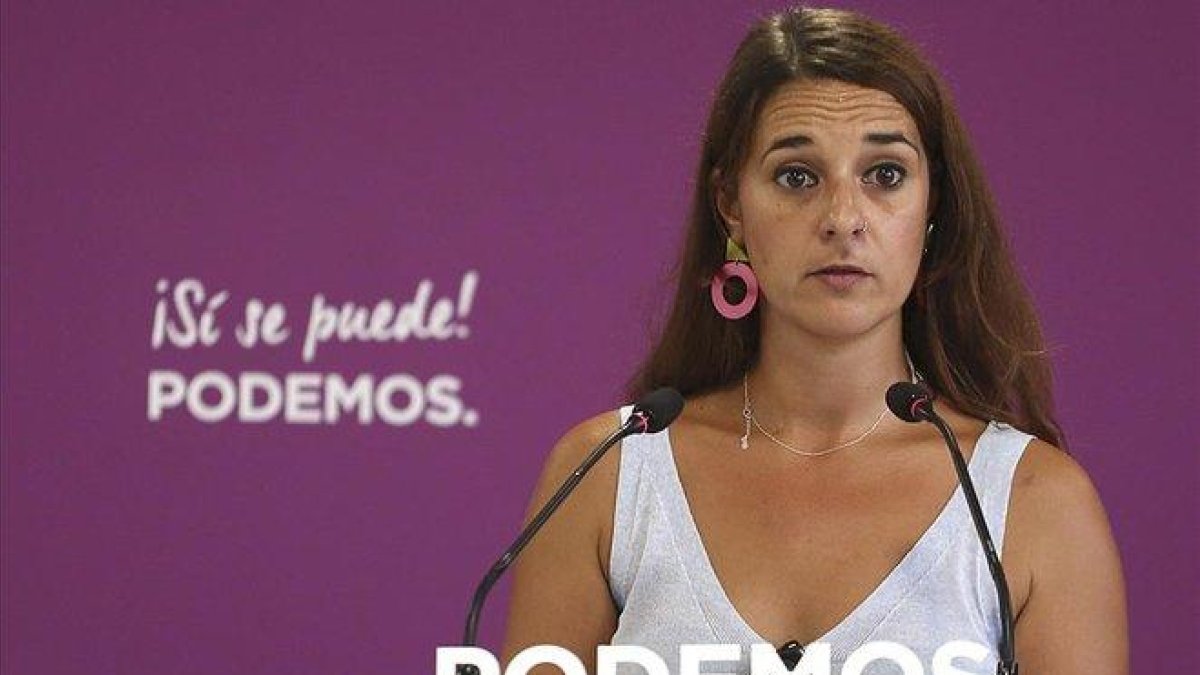 Noelia Vera, de Podemos, en rueda de prensa.-DAVID CASTRO
