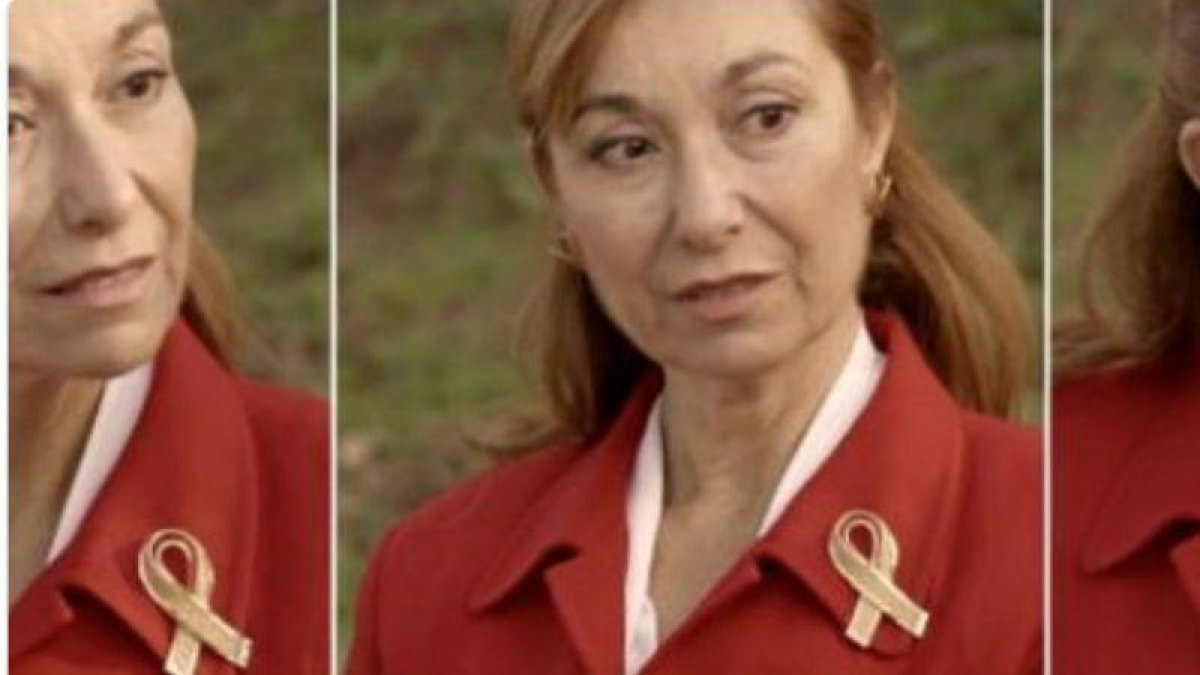 Un personaje en Amar es para siempre con un broche dorado en forma de lazo.-EL PERIÓDICO