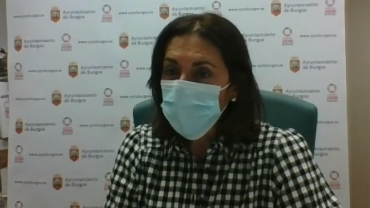 Marga Arroyo (Podemos) durante una rueda de prensa telemática. ECB